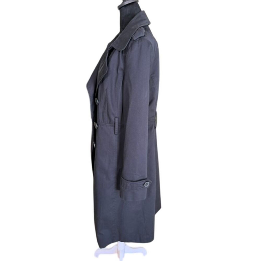 London Fog Trench Coat Womens 6 Black Double Breasted Rain Jacket Classic - Picture 4 of 10